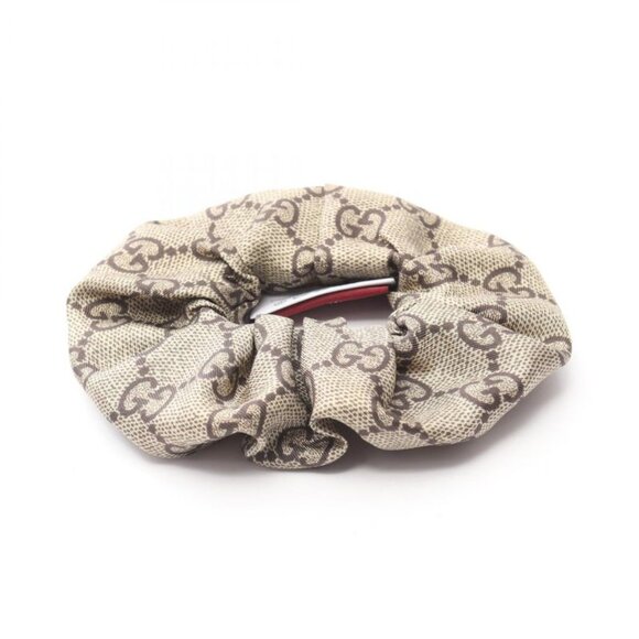 Gucci GG Pattern Scrunchie Silk Beige Brown